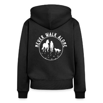 Never Walk Alone Hund Pferd Reiter Reiterin - Frauen Premium Bio Zip Hoodie - Schwarz - Hinten - Julia (174cm)