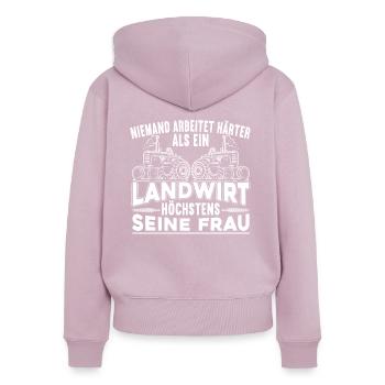 Landwirt Bauer Lustiger Spruch Landwirtschaft - Frauen Premium Bio Zip Hoodie - Altrosa - Hinten - Julia (174cm)