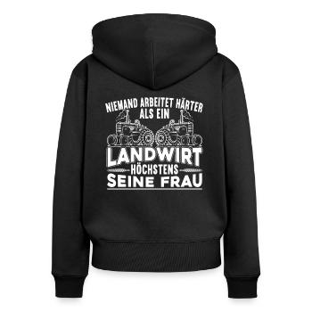 Landwirt Bauer Lustiger Spruch Landwirtschaft - Frauen Premium Bio Zip Hoodie - Schwarz - Hinten - Julia (174cm)