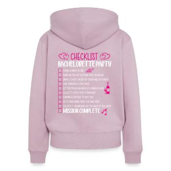 Bachelorette Party Checklist - Women's Premium Organic Zip Hoodie - dusky pink - Back - Julia (174cm)