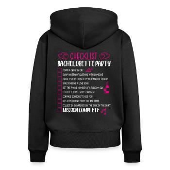 Bachelorette Party Checklist - Women's Premium Organic Zip Hoodie - black - Back - Julia (174cm)