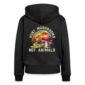 Jagd Pilze Nicht Tiere Mykologie Futtersuche - Frauen Premium Bio Zip Hoodie - Schwarz - Hinten - Julia (174cm)