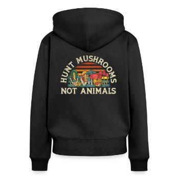Jagd Pilze Nicht Tiere Mykologie Futtersuche - Frauen Premium Bio Zip Hoodie - Schwarz - Hinten - Julia (174cm)