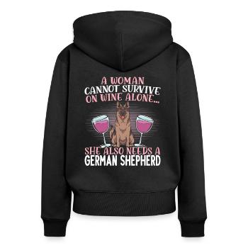 Ein Mädchen Und Ihr Deutscher Schäferhund - Frauen Premium Bio Zip Hoodie - Schwarz - Hinten - Julia (174cm)