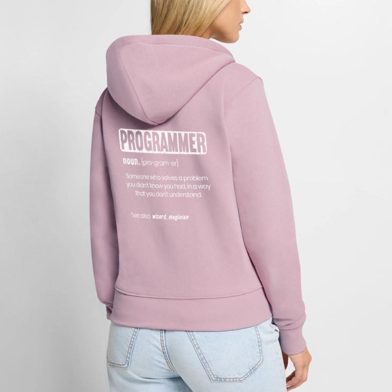 Lustige Programmierer Definition Coder Frauen Premium Bio Zip Hoodie