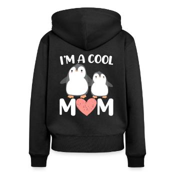 I’m A Cool Mom Pingouin Lady Ice Sunse - Sweat à capuche zippé Premium bio Femme - noir - Dos - Julia (174cm)