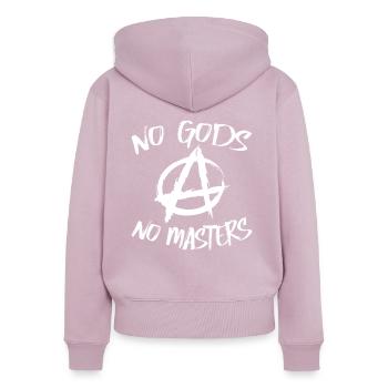 No God No Master Atheist Agnostic - Women's Premium Organic Zip Hoodie - dusky pink - Back - Julia (174cm)