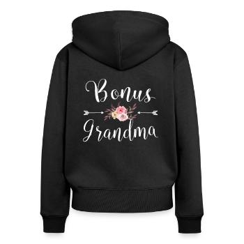 Bonus Oma Großmutter Großeltern Tag - Frauen Premium Bio Zip Hoodie - Schwarz - Hinten - Julia (174cm)
