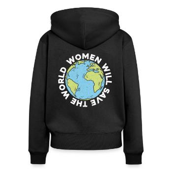 Les femmes Sauver le monde La paix dans le monde - Sweat à capuche zippé Premium bio Femme - noir - Dos - Julia (174cm)