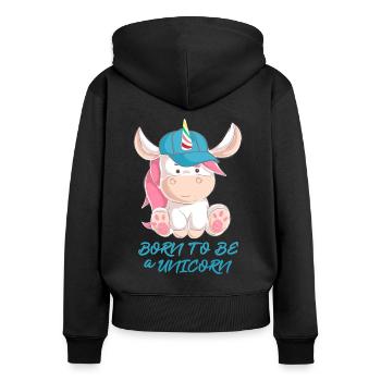 Né pour être une licorne - Sweat à capuche zippé Premium bio Femme - noir - Dos - Julia (174cm)