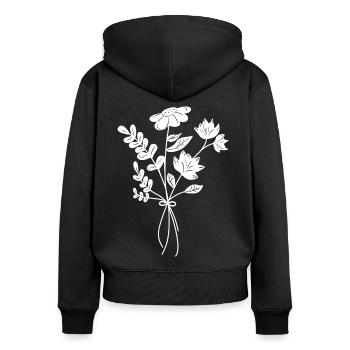 Blumige Kollektion: T-Shirts, Pullover und Tanktop - Frauen Premium Bio Zip Hoodie - Schwarz - Hinten - Julia (174cm)