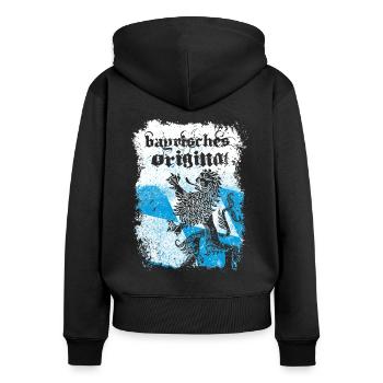 BAYRISCHES ORIGINAL BAYERN BAYER BAYRISCH GESCHENK - Frauen Premium Bio Zip Hoodie - Schwarz - Hinten - Julia (174cm)