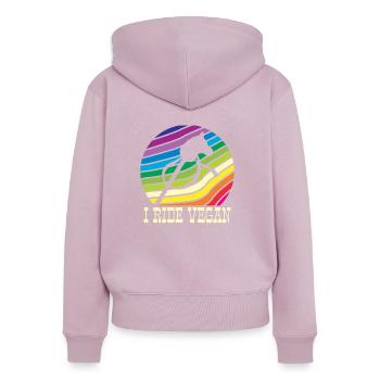 Je chevauche un cavalier amateur de cheval végétalien - Sweat à capuche zippé Premium bio Femme - rose poudré - Dos - Julia (174cm)