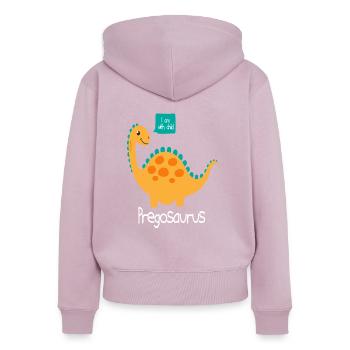 Pregosaurus Schwangerschaft Dinosaurier - Frauen Premium Bio Zip Hoodie - Altrosa - Hinten - Julia (174cm)