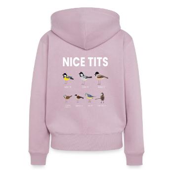 Nice Tits Vogel Vögel Beobachten Meise - Frauen Premium Bio Zip Hoodie - Altrosa - Hinten - Julia (174cm)