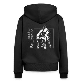 Miniature BULLTERRIER Hunde Hund Wilsigns - Frauen Premium Bio Zip Hoodie - Schwarz - Hinten - Julia (174cm)