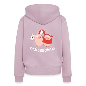 Kollegenschwein Büro Arbeitskollegen - Frauen Premium Bio Zip Hoodie - Altrosa - Hinten - Julia (174cm)