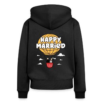 Happy Married Heißluftballon Liebe Fahrt - Frauen Premium Bio Zip Hoodie - Schwarz - Hinten - Julia (174cm)