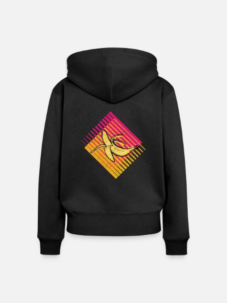 Banane Retro Obst Früchte Frucht - Frauen Premium Bio Zip Hoodie - Schwarz