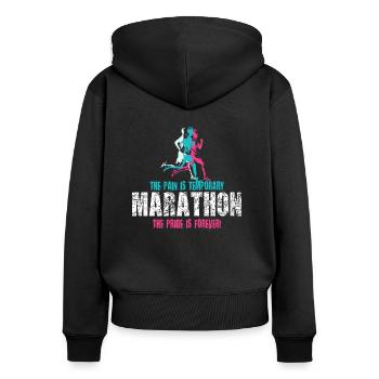 The Pain Is Temporary Marathon Coureur - Sweat à capuche zippé Premium bio Femme - noir - Dos - Julia (174cm)