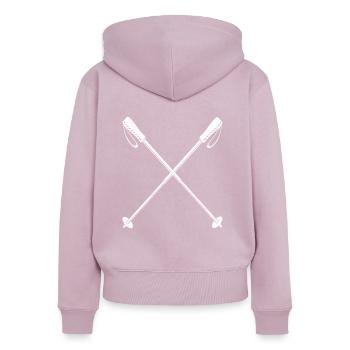 Nordic Walking Stöcke Sport - Frauen Premium Bio Zip Hoodie - Altrosa - Hinten - Julia (174cm)