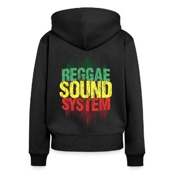 Reggae Sound System - Musique Jamaïque - Sweat à capuche zippé Premium bio Femme - noir - Dos - Julia (174cm)