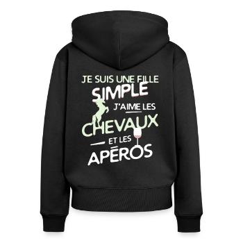 CHEVAL - une fille simple - Sweat à capuche zippé Premium bio Femme - noir - Dos - Julia (174cm)