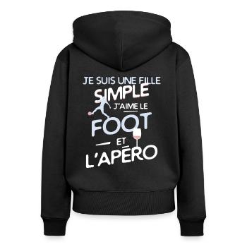 Football féminin / Footballeuse - une fille simple - Sweat à capuche zippé Premium bio Femme - noir - Dos - Julia (174cm)