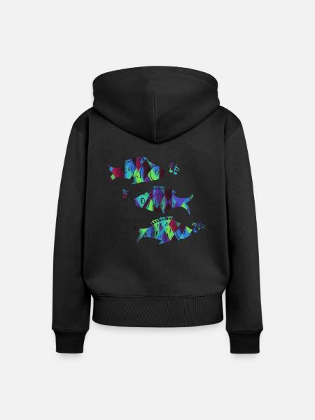 Fische - Frauen Premium Bio Zip Hoodie - Schwarz