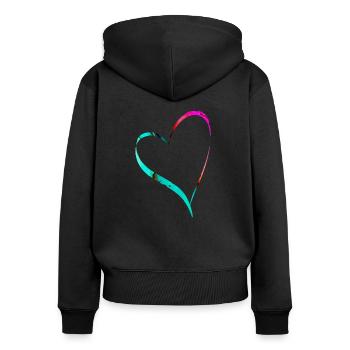 Aquarell Herz - Frauen Premium Bio Zip Hoodie - Schwarz - Hinten - Julia (174cm)