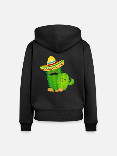 Cactus-Mexiko Shirt - Frauen Premium Bio Zip Hoodie - Schwarz