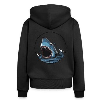 Requin - Sweat à capuche zippé Premium bio Femme - noir - Dos - Julia (174cm)