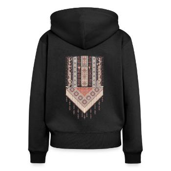 OrientalischTatreez - Frauen Premium Bio Zip Hoodie - Schwarz - Hinten - Julia (174cm)