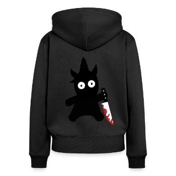 Halloween couteau d'horreur licorne peur effrayant - Sweat à capuche zippé Premium bio Femme - noir - Dos - Julia (174cm)