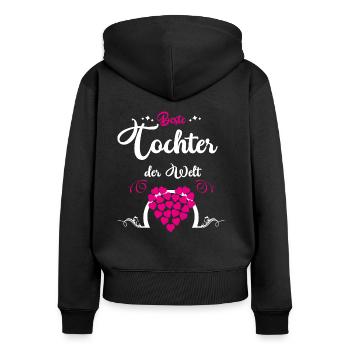 Beste Tochter der Welt - Frauen Premium Bio Zip Hoodie - Schwarz - Hinten - Julia (174cm)