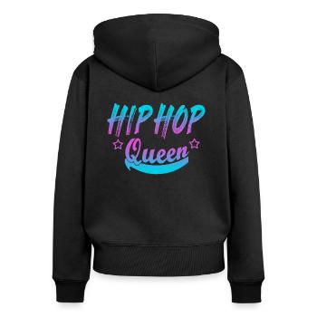 Reine du hip hop - Sweat à capuche zippé Premium bio Femme - noir - Dos - Julia (174cm)