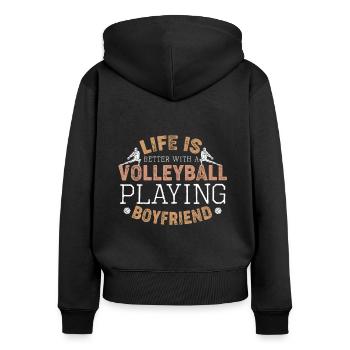 Beziehung Geschenk Volleyball Strand Freund - Frauen Premium Bio Zip Hoodie - Schwarz - Hinten - Julia (174cm)