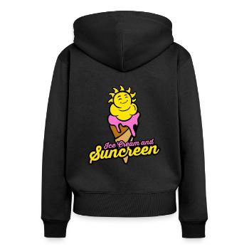 Ice, summer, sun, gift, gift idea - Women's Premium Organic Zip Hoodie - black - Back - Julia (174cm)