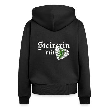 Steirerin mit Herz Steiermark Motiv Frauen Mädchen - Frauen Premium Bio Zip Hoodie - Schwarz - Hinten - Julia (174cm)