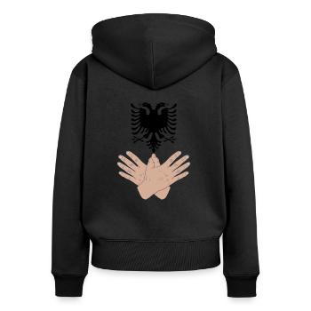 Albanien Adler Shqiperia für Albaner - Frauen Premium Bio Zip Hoodie - Schwarz - Hinten - Julia (174cm)