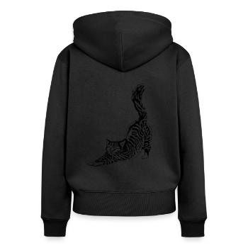 Katzen - Frauen Premium Bio Zip Hoodie - Schwarz - Hinten - Julia (174cm)