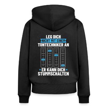 Veranstaltungstechniker Stummschalten Toningenieur - Frauen Premium Bio Zip Hoodie - Schwarz - Hinten - Julia (174cm)