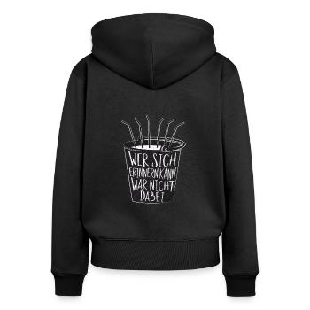 Vintage Sangria Eimer Mallorca Spruch Fun Geschenk - Frauen Premium Bio Zip Hoodie - Schwarz - Hinten - Julia (174cm)