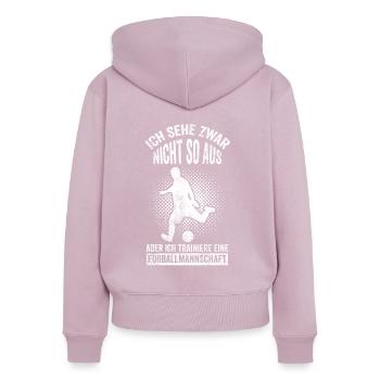 Fußball Trainer Fußballmannschaft - Frauen Premium Bio Zip Hoodie - Altrosa - Hinten - Julia (174cm)