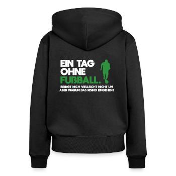 Fußball Fußballspiel - Frauen Premium Bio Zip Hoodie - Schwarz - Hinten - Julia (174cm)