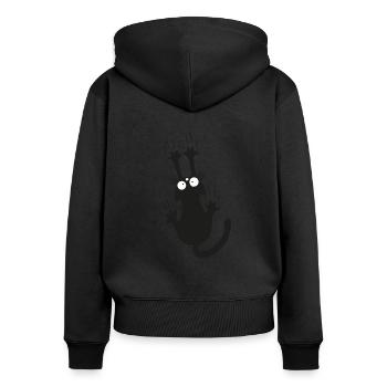 Schwarze Katze Kätzchen Katzenfan - Frauen Premium Bio Zip Hoodie - Schwarz - Hinten - Julia (174cm)