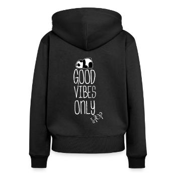 K - Pop good vibes only Panda - Frauen Premium Bio Zip Hoodie - Schwarz - Hinten - Julia (174cm)