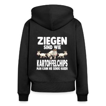 Ziege Lamm Zioegenbock Steinbock Bauer Landwirt Ge - Frauen Premium Bio Zip Hoodie - Schwarz - Hinten - Julia (174cm)