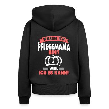 Pflegemutter Ziehmutter Muttertag - Frauen Premium Bio Zip Hoodie - Schwarz - Hinten - Julia (174cm)