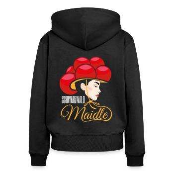 Schwarzwald Maidle Kristin Bollenhut ledig - Frauen Premium Bio Zip Hoodie - Schwarz - Hinten - Julia (174cm)